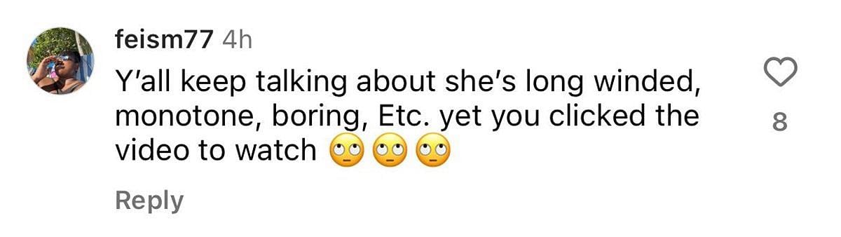 Another user comments on Ressa's videos (image via @feism77 on Instagram)